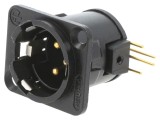 Conector NEUTRIK XLR 3 pini THT unghi 90&deg; negru 6A soclu tată