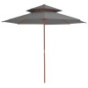 VidaXL Umbrelă de soare dublă, st&acirc;lp din lemn, 270 cm, antracit 44519