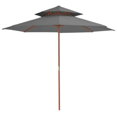vidaXL Umbrelă de soare dublă, st&amp;acirc;lp din lemn, 270 cm, antracit 44519 foto