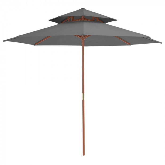 Umbrela de soare dubla, stalp din lemn, 270 cm, antracit GartenMobel Dekor