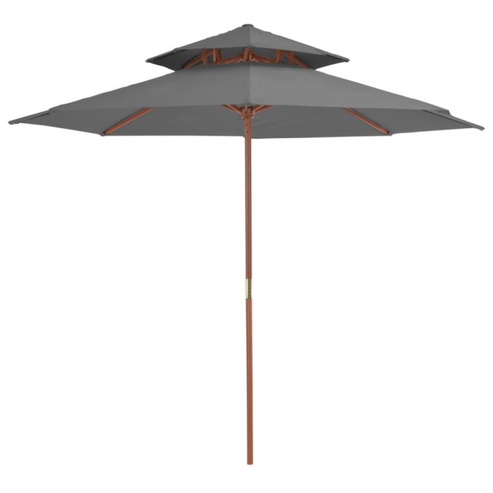 vidaXL Umbrelă de soare dublă, st&acirc;lp din lemn, 270 cm, antracit 44519