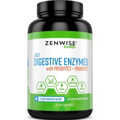 Enzime Digestive, ZenWise, Prebiotice si Probiotice, Impotriva Balonare, Constipatie, 180 Capsule