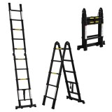 DURHAND Scară Telescopică Pliabilă cu 10 Trepte, Scară Extensibilă din Aluminiu și Metal, 320x67x7 cm, Neagră | Aosom Romania