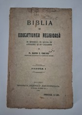 Carte veche 1922 Religie Preot Marin Ionescu Biblia si Educatiunea Religioasa