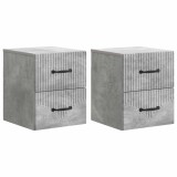 vidaXL Dulap de noapte suspendat 2 pcs Gri Beton 34,5 x 33 x 40 cm 898982