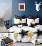 Cumpara ieftin Lenjerie Pat Bumbac 6 Piese Alb Negru, Set Pilota Cearceaf Fete Perna