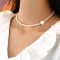 Colier din perle naturale de cultura si floare alba din sidef, Erin (Marime:
