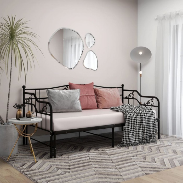 Gossi cadru pat canapea extensibila, negru, 90x200 cm, metal