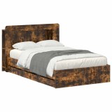 vidaXL Cadru de pat cu depozitare Stejar fumuriu 120 x 190 cm 3434025