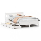 Cumpara ieftin Cadru de pat fara saltea, alb, 160x200 cm, lemn masiv pin