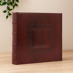 Album foto 10 x 15 cm, coperta decorativa, capacitate 200 poze, coperta piele ecologica, maro inchis