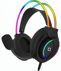 Casti over-ear AQIRYS Cygnus, sistem de sunet 7.1 Virtual Surround, cu fir, cu microfon flexibil, interfata USB 2.0 foto