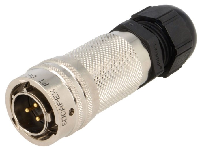 Conector circular 3 pini, aurit, 13A