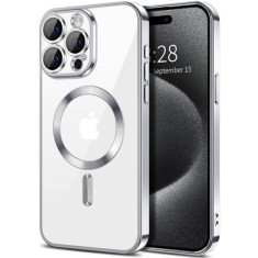 Husa pentru iPhone 15 Pro Max - Techsuit Luxury Crystal MagSafe - Silver