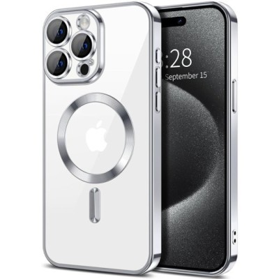 Husa pentru iPhone 15 Pro Max - Techsuit Luxury Crystal MagSafe - Silver foto