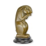 Iepure-statueta Art Deco din bronz cu un soclu din marmura BJ-82