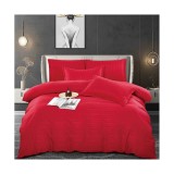 Cumpara ieftin Lenjerie de Pat Damasc 6 Piese, Dungi Duble,Rosu- JO338