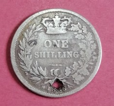 Monedă argint 1 shilling 1836 deteriorată