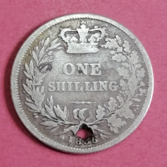 Monedă argint 1 shilling 1836 deteriorată