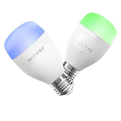 Bec LED inteligent BlitzWolf BW-LT27 RGB, Wi-FI, Android &amp;amp;amp; IOS, E27, consum 9W, 850 lm, dimabil, comanda vocala, lumina calda-rece 2700-6500K foto