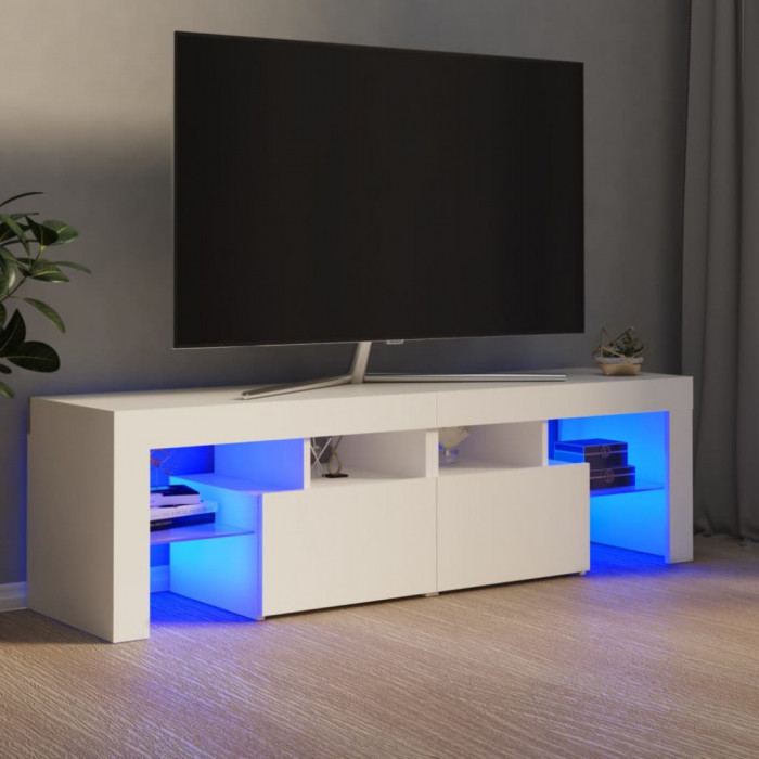 Comoda TV cu lumini LED, alb, 140x36,5x40 cm GartenMobel Dekor