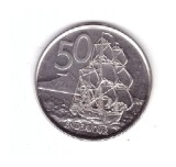 Moneda Noua Zeelanda 50 cents/centi 2015, stare foarte buna, curata, cu luciu