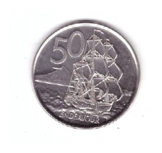 Moneda Noua Zeelanda 50 cents/centi 2015, stare foarte buna, curata, cu luciu