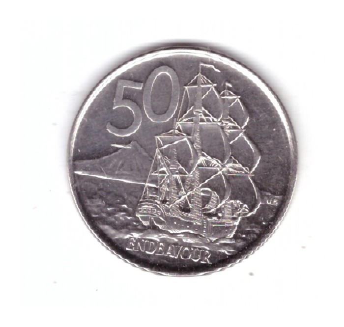 Moneda Noua Zeelanda 50 cents/centi 2015, stare foarte buna, curata, cu luciu