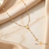 Colier Rozariu Perlat , Colier placat cu 3 straturi de aur 18K Brazilia, cu stanta, 45 cm