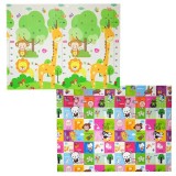 Covoras pentru copii, flippy, cu 2 fete, model safari/animale, din xpe+pe, impermeabil, antiderapant, protectie termica, +3 luni, pliabil, 150 x 200 x