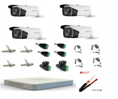 Kit complet 4 camere supraveghere exterior full hd Hikvision 1080P 80 m IR foto