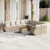 vidaXL Set canapele de grădină cu perne, 11 piese, bej, poliratan 3257528