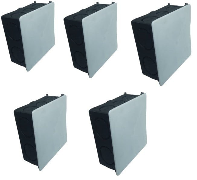 Set 5 doze de ramificatie derivatie sub tencuiala cu 10 intrari pentru zidarie 75x75mm cu capac