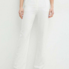 Nissa pantaloni femei, culoarea alb, evazați, high waist, P14813