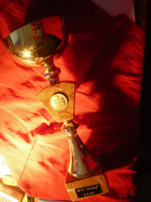 Cupa - Premiu Calarie Ehreinpreis Sparkasse pt cal Spriger , anii 70 ,h=32cm ,d. foto