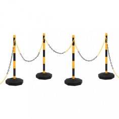 vidaXL Set st&acirc;lp semnalizare trafic, cu lanț din plastic de 10 m