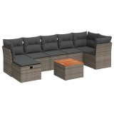 vidaXL Set canapele de grădină cu perne, 8 piese, gri, poliratan