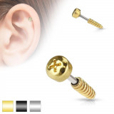 Piercing pentru tragusul urechii,realizat din oţel - imitaţie de şurub,diferite culori - Culoare Piercing: Auriu