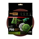 Disc abraziv pentru slefuitor cu excentric KD180.80 PROCRAFT (Set 10 buc) Diametru: 180 mm Granulatie: P80 Innovative ReliableTools