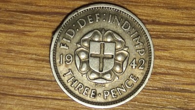 Anglia Marea Britanie - raritate uz colonial - 3 pence 1942 argint - pentru cunoscatori foto