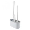 Set 3 Perii pentru Toaleta, Flippy, din Silicon, Perie Zimtata, Cap Flexibil, Suport Adeziv pentru Montarea pe Perete, 39 x 19 x 9.8 cm, Gri/Alb
