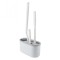 Set 3 perii pentru toaleta, flippy, din silicon, perie zimtata, cap flexibil, suport adeziv pentru montarea pe perete, 39 x 19 x 9.8 cm, gri/alb