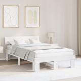 VidaXL Cadru de pat cu headboard Alb 135 x 190 cm Lemn de brad solid