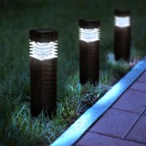 Lampa solara - efect ratan, maro - alb rece - 7 x 7 x 28 (+12) cm, Garden Of Eden