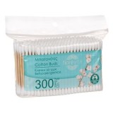 Betisoare igienice Fiorevita cu betisor din bambus, Set de calatorie, 300 buc, Alb, Bumbac