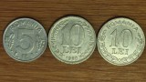 Romania - set de colectie post revolutie - 5 lei 1995 +10 +10 lei 1990 &amp; 1995 ambele variante - superbe !