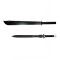 Set doua sabii de vanatoare, IdeallStore&reg;, Ninja Blade, 83 cm, negru, teaca inclusa