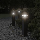 vidaXL Lămpi exterioare de podea cu priză, 3 buc. negru 50 cm aluminiu