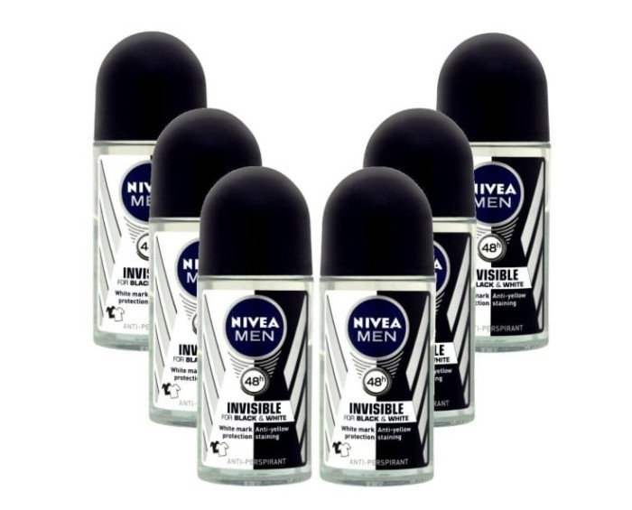 Set 6X Antiperspirant Roll-on Men BlackWhite Invisible Original 50ml Nivea