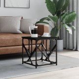 Masuta cafea vidaXL neagra 45x45x47.5 cm lemn prelucrat cu blat robust si picioare reglabile